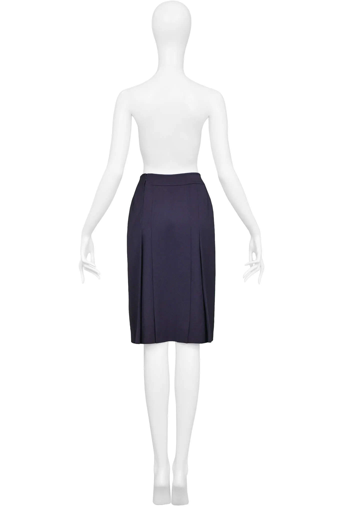 CELINE NAVY PURPLE WOOL SKIRT WITH GOLD LINK