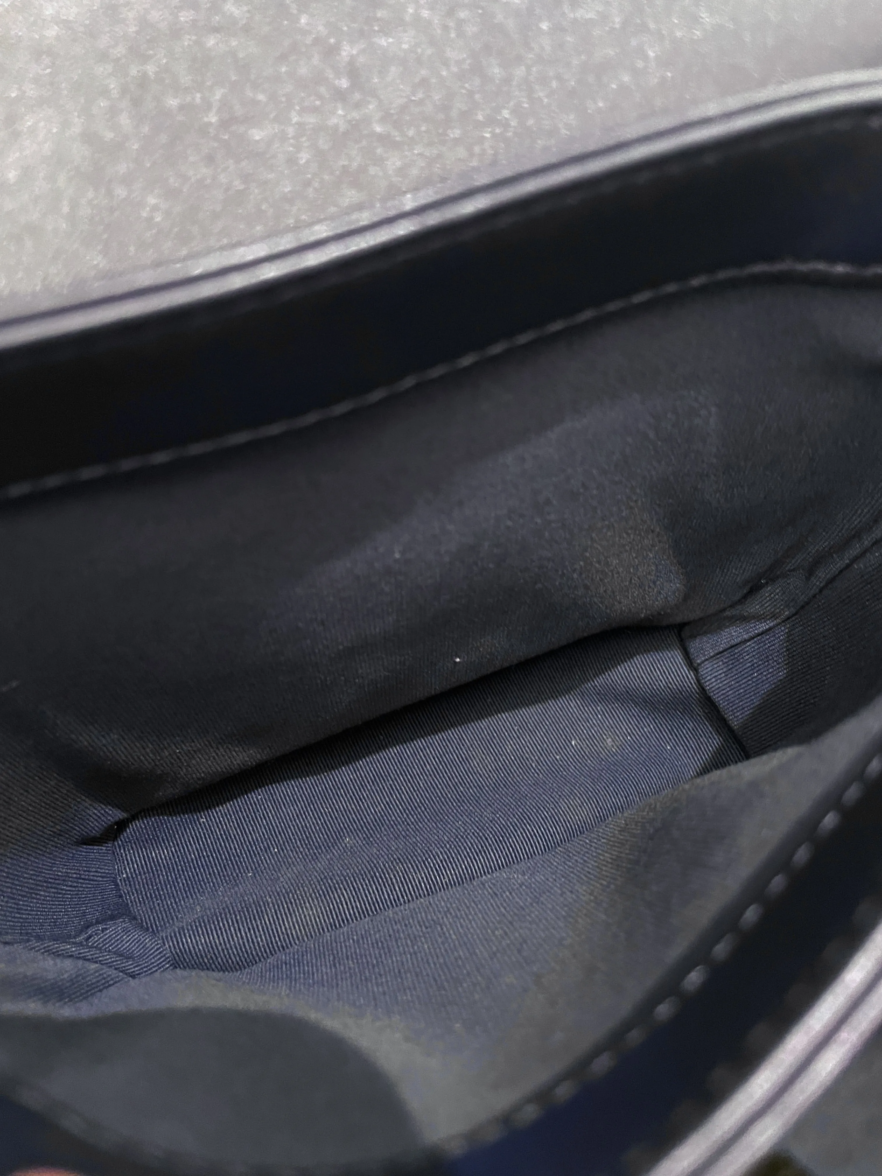 Chanel Chain Top Accordian Bag Navy Calfskin