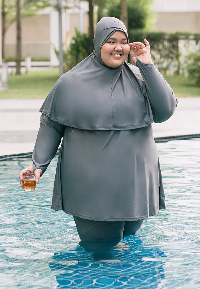 Charlene Modest Long Swimcap - Black