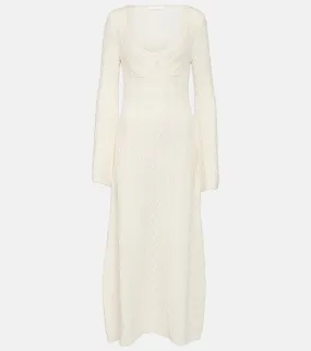 Chloé Wool and Cashmere Cable Knit Midi Dress, Neutral