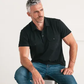 Constructor Short Sleeve Polo Shirt –  Black Cotton Jersey