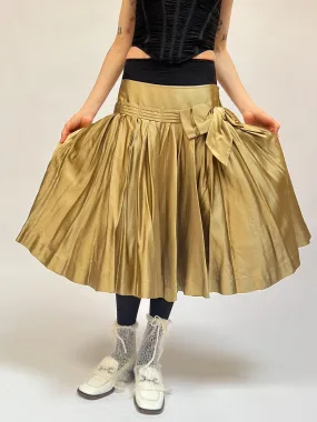 DKNY Gold Silk Bow Skirt (M)