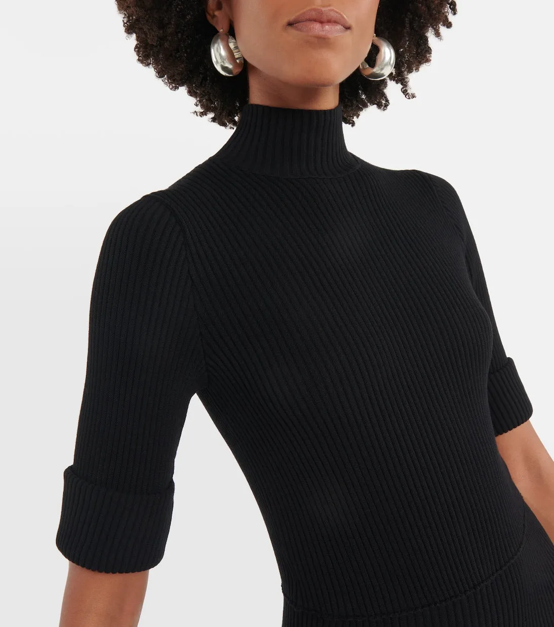 Dorothee Schumacher Pleated Knit Midi Dress, Black