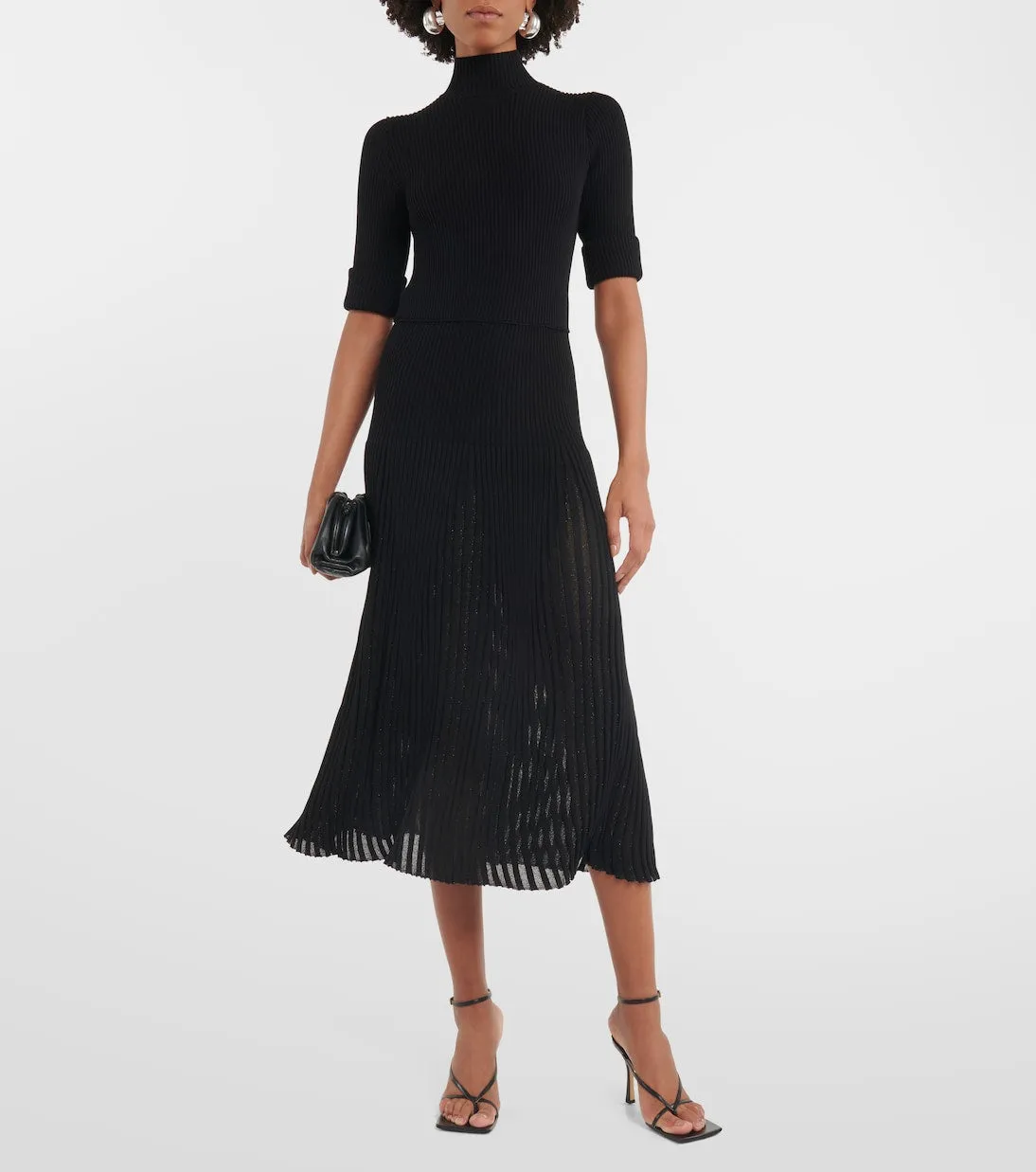 Dorothee Schumacher Pleated Knit Midi Dress, Black
