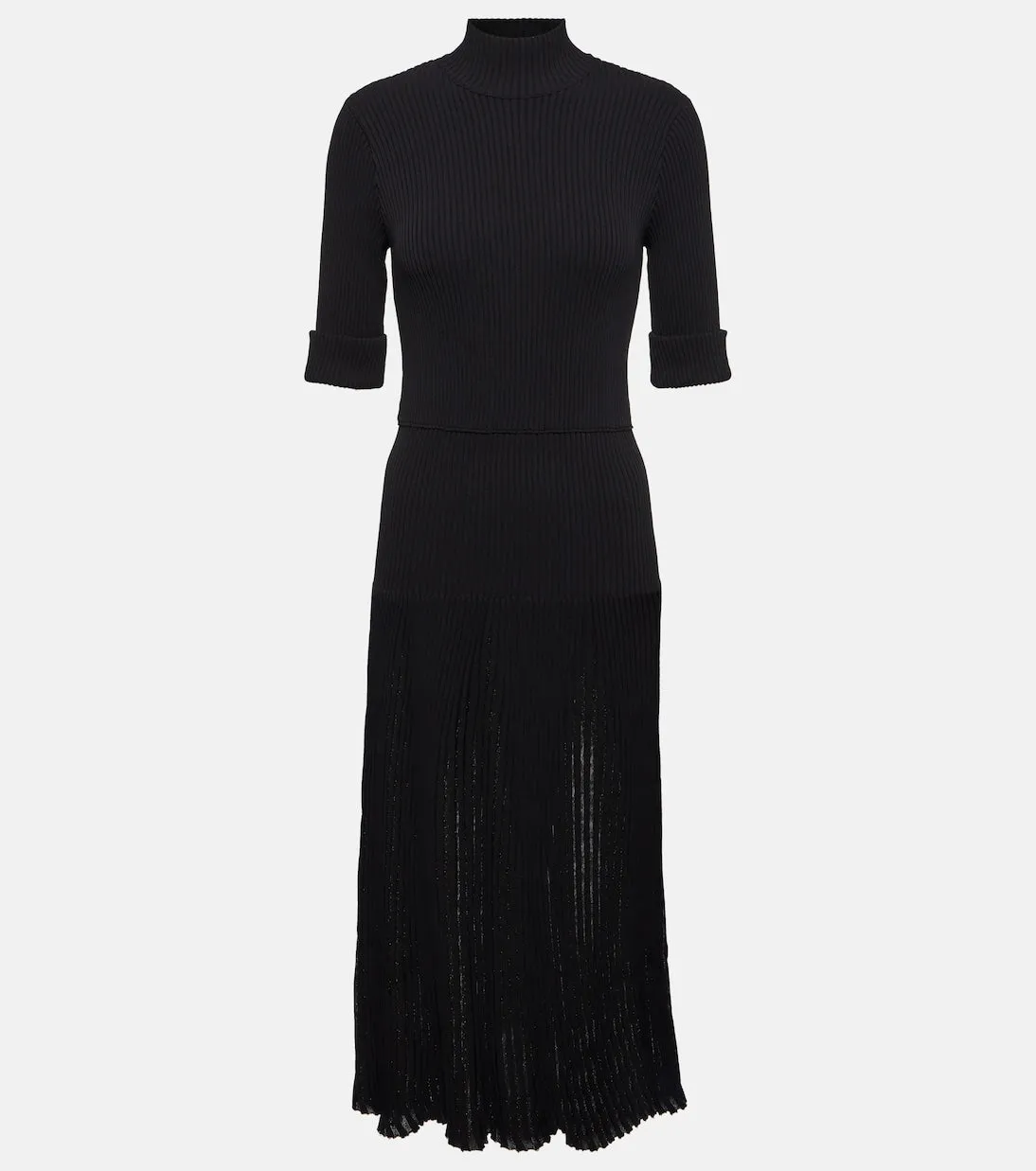 Dorothee Schumacher Pleated Knit Midi Dress, Black