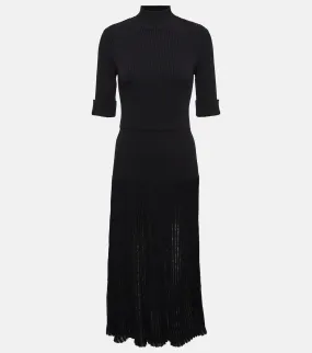 Dorothee Schumacher Pleated Knit Midi Dress, Black