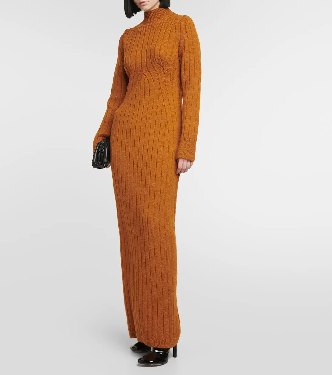 Dries Van Noten cable knit teagan maxi dress, orange