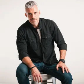Editor Shirt – Jet Black Stretch Cotton Twill