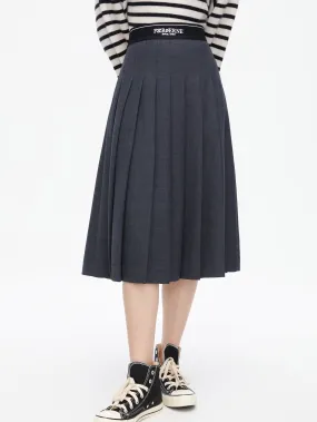 Elastic Waist Pleated Skirt