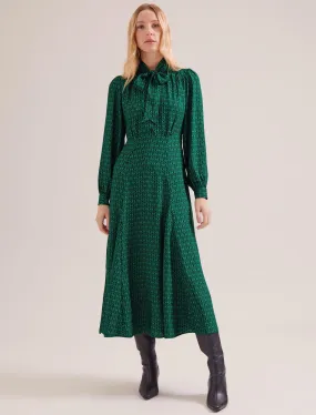 Elspeth Maxi Dress - Green Black Trellis Print