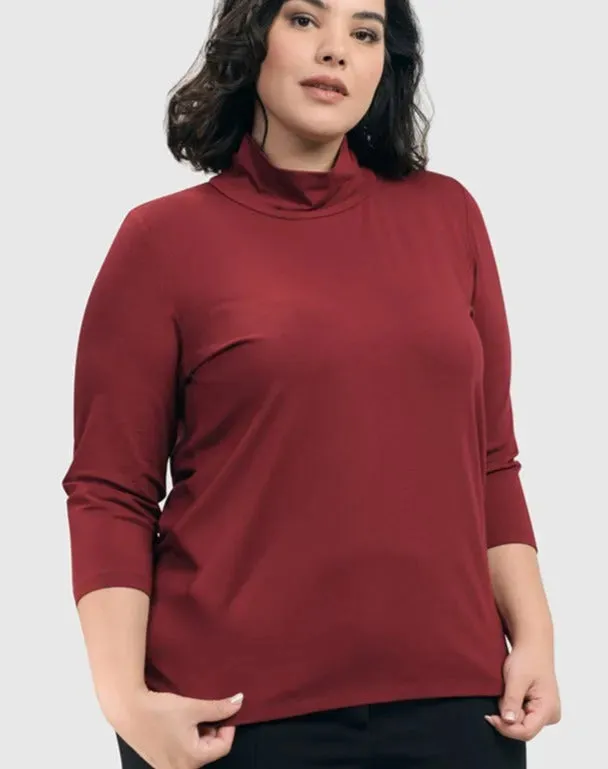 Essential Mockneck Top, Plum