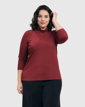 Essential Mockneck Top, Plum