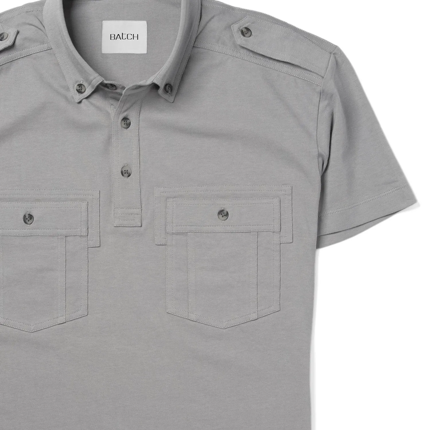Finisher Short Sleeve Polo Shirt –  Cement Gray Cotton Jersey