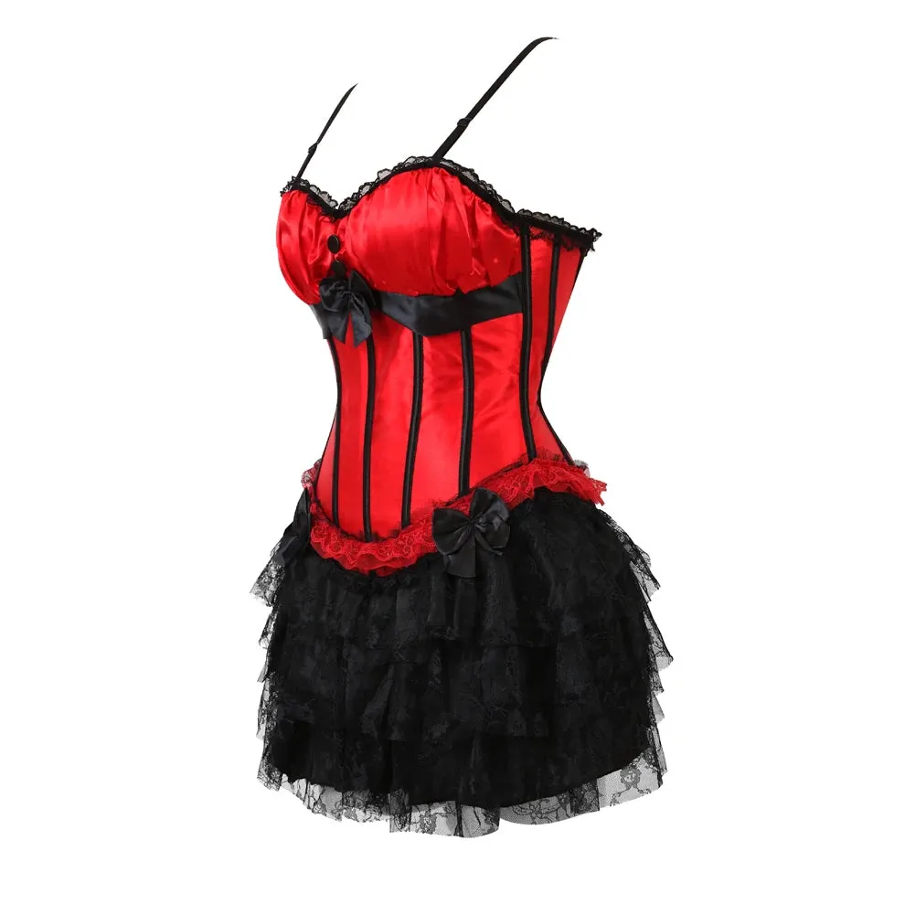 Funki Buys | Dresses | Women's Gothic Satin Lace Corset Dress