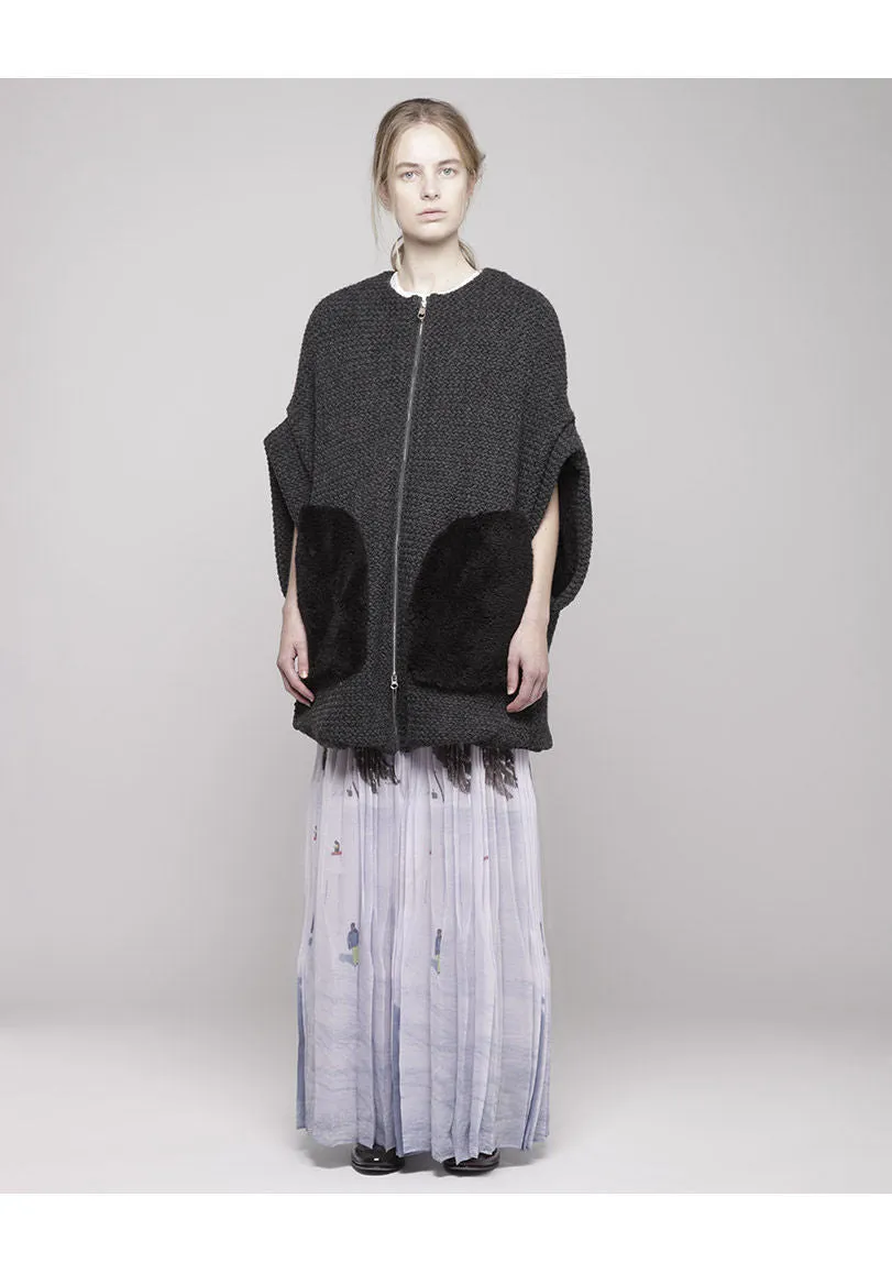 Fur Pocket Knit Jacket