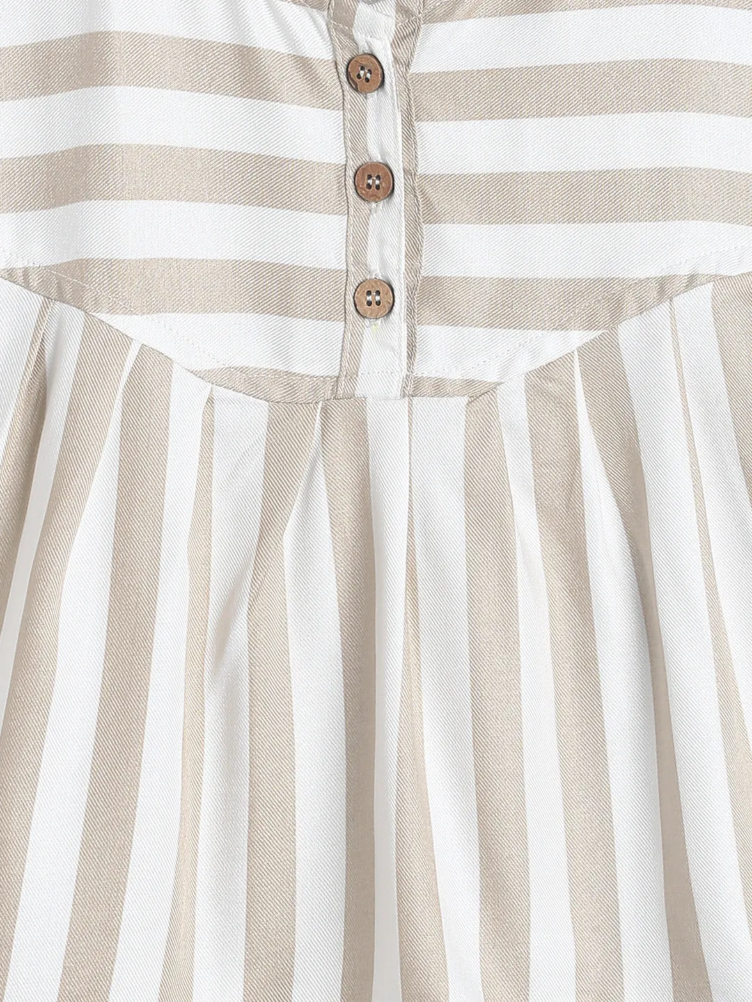 Girls Beige Stripes Top