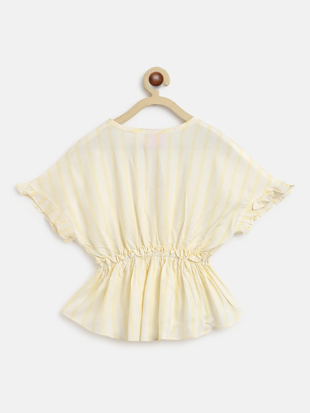 Girls Cream Dobby Weave Top