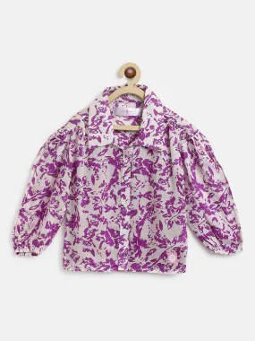 Girls Purple Floral Print Top