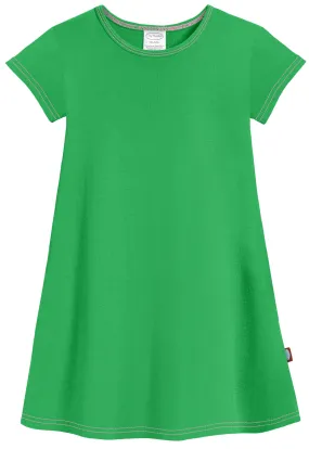 Girls Soft Cotton Jersey Cap Sleeve Dress | Elf Green