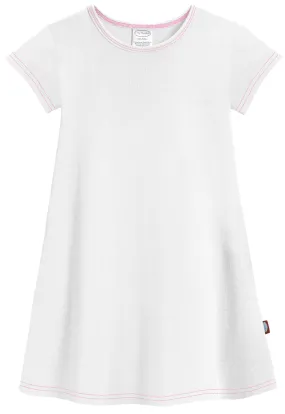 Girls Soft Cotton Jersey Cap Sleeve Dress | White