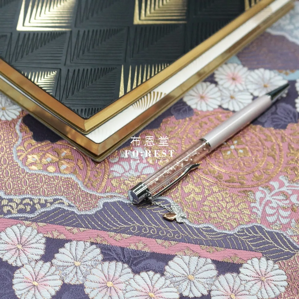 Gold Brocade - Chrysanthemum 九華菊 fabric PURPLE