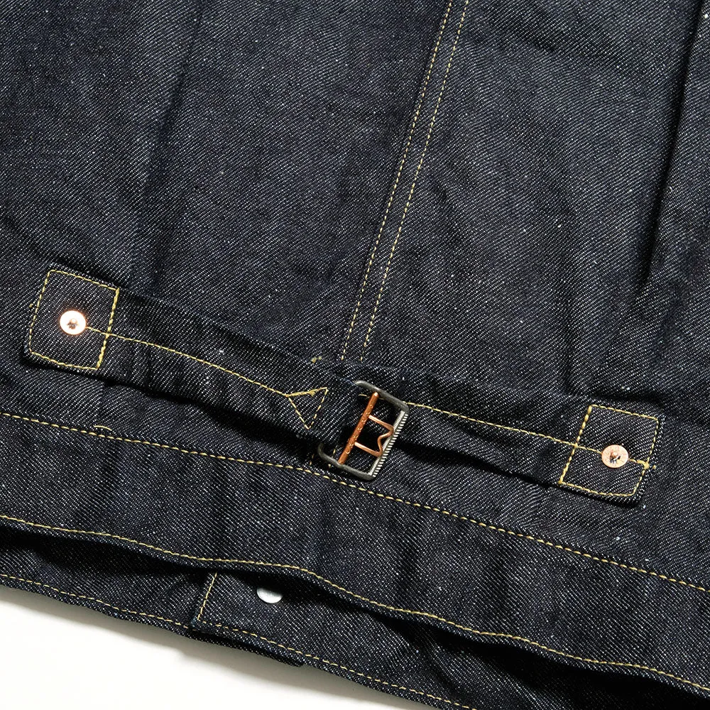 GOLD - RECYCLED WASTE SUVIN COTTON YARN 11.5oz. DENIM PLEATED BLOUSE - GL15470A