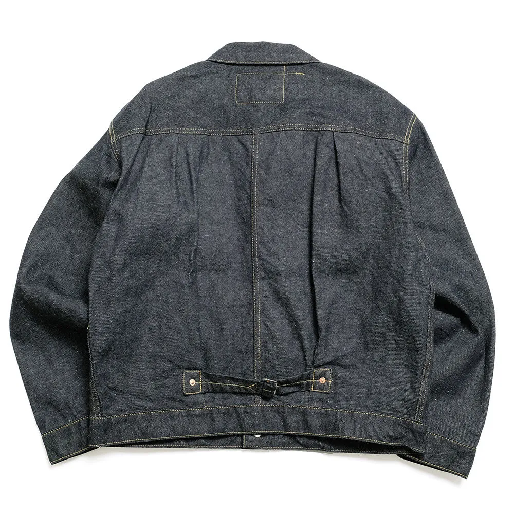 GOLD - RECYCLED WASTE SUVIN COTTON YARN 11.5oz. DENIM PLEATED BLOUSE - GL15470A