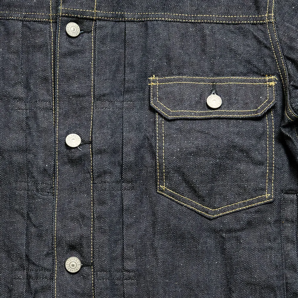 GOLD - RECYCLED WASTE SUVIN COTTON YARN 11.5oz. DENIM PLEATED BLOUSE - GL15470A