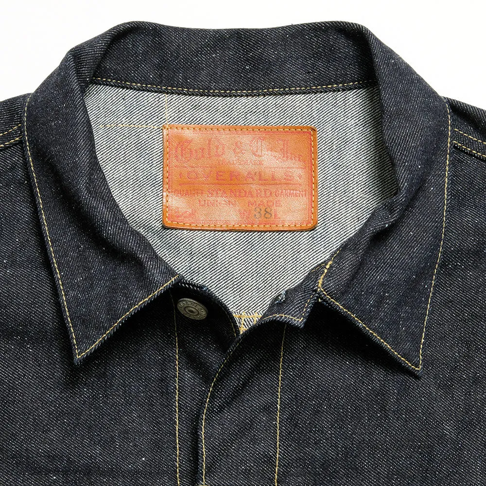 GOLD - RECYCLED WASTE SUVIN COTTON YARN 11.5oz. DENIM PLEATED BLOUSE - GL15470A