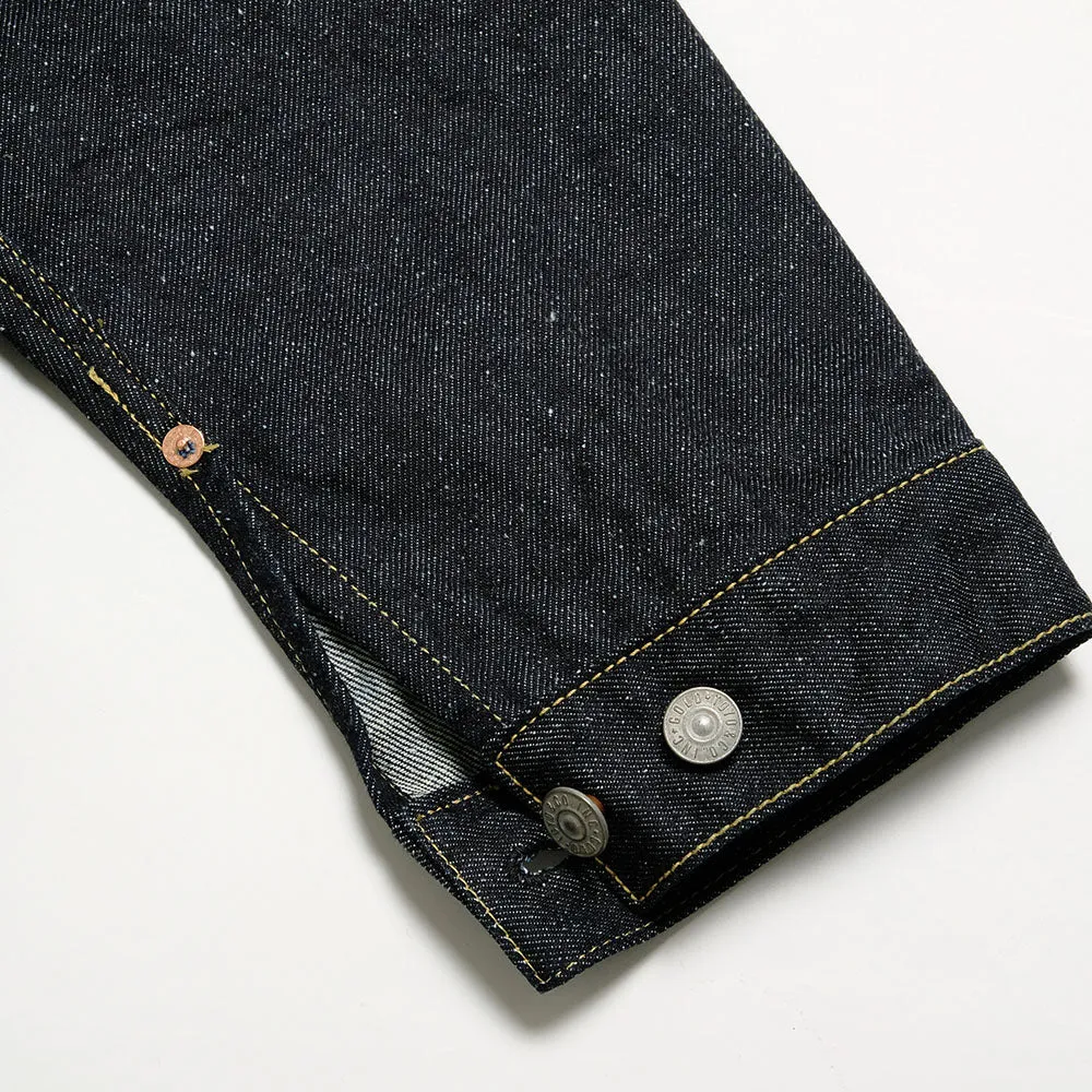GOLD - RECYCLED WASTE SUVIN COTTON YARN 11.5oz. DENIM PLEATED BLOUSE - GL15470A