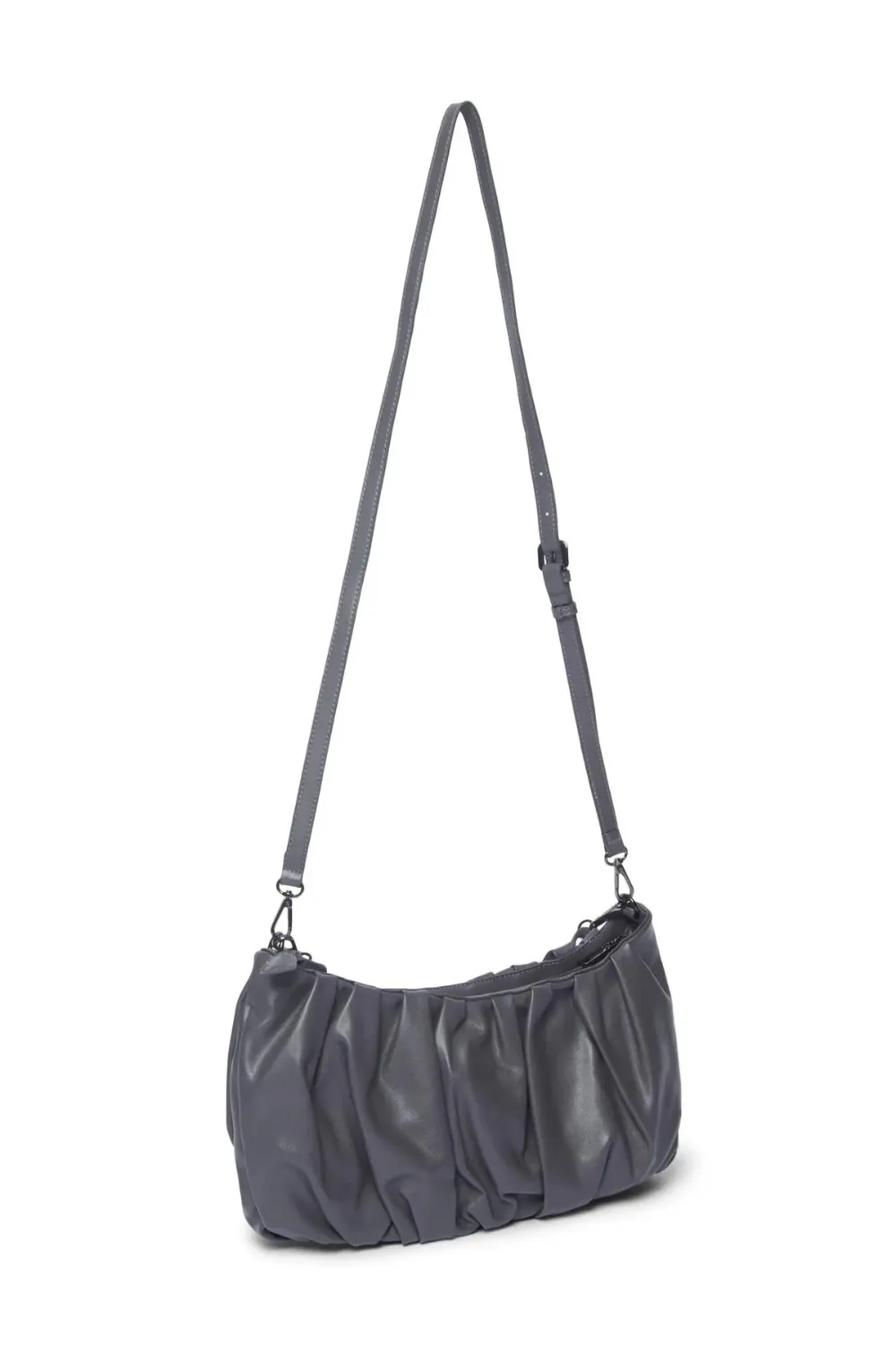 Grey Pleated Hobo with Chain Handle