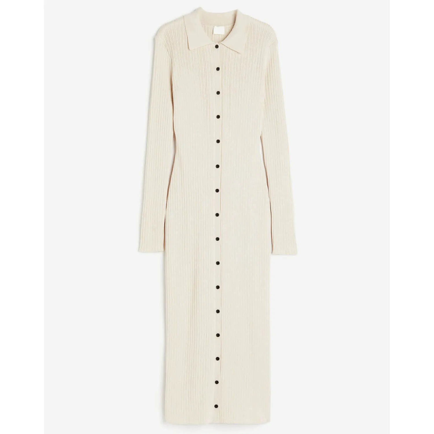 H&M Rib-knit Button-front dress, cream