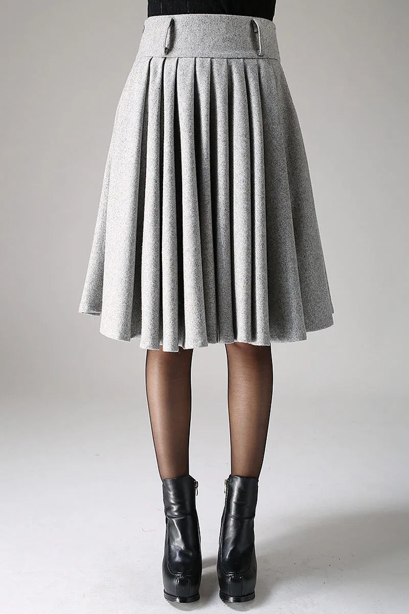 High waisted pleated midi skirt for winter 1097#
