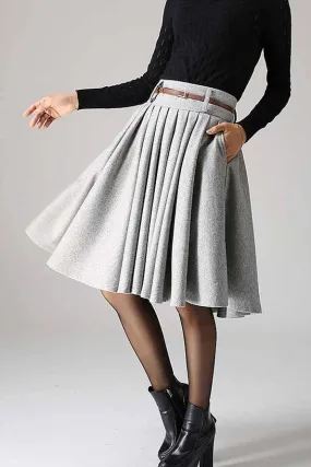 High waisted pleated midi skirt for winter 1097#