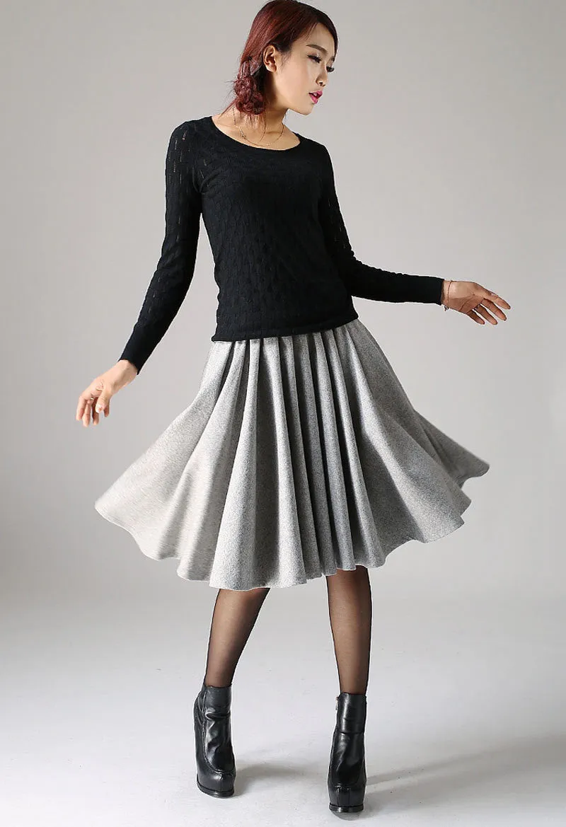 High waisted pleated midi skirt for winter 1097#