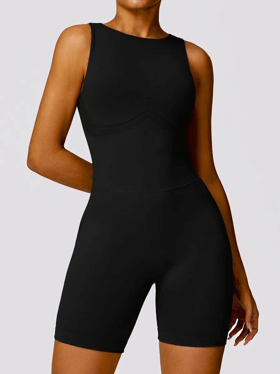 HR7447-Seamless hollowed-out back yoga jumpsuit, tight-fitting sports fitness bodysuit with buttock lifting, for women