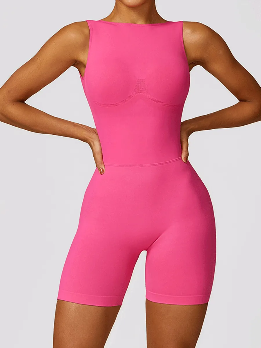 HR7447-Seamless hollowed-out back yoga jumpsuit, tight-fitting sports fitness bodysuit with buttock lifting, for women