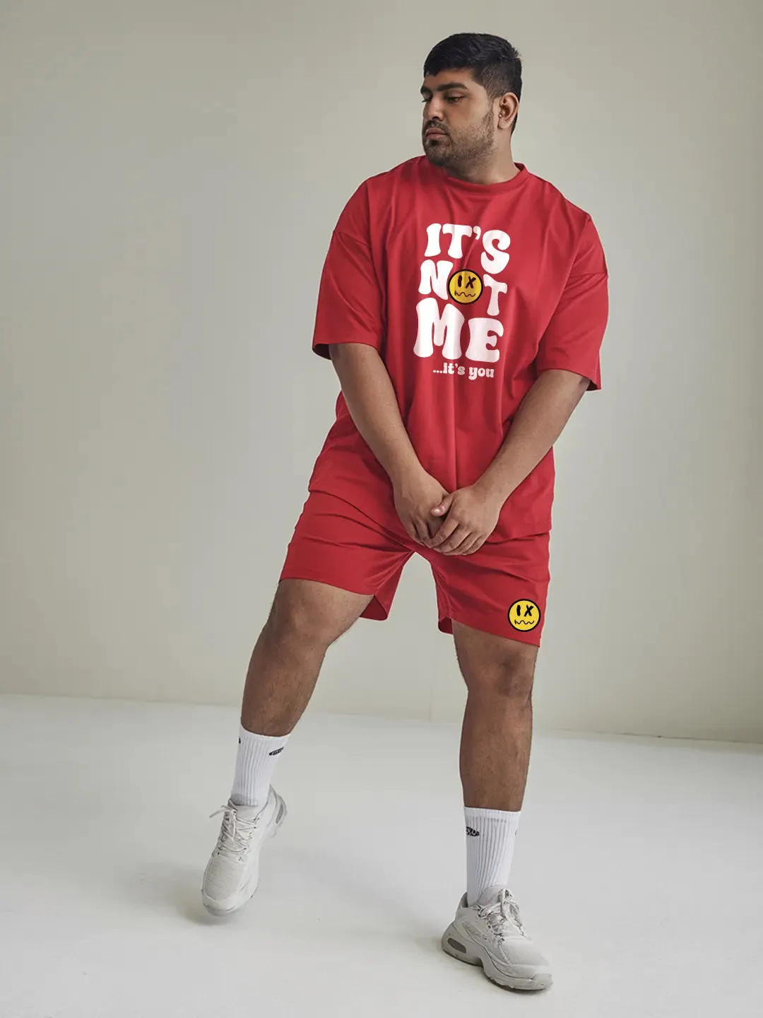It's Not Me It's You Cotton Mens T Shirt and Shorts Combo Set(Plus Size)
