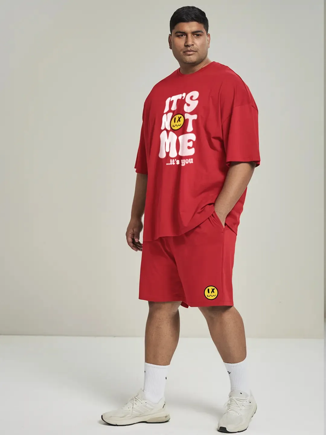 It's Not Me It's You Cotton Mens T Shirt and Shorts Combo Set(Plus Size)