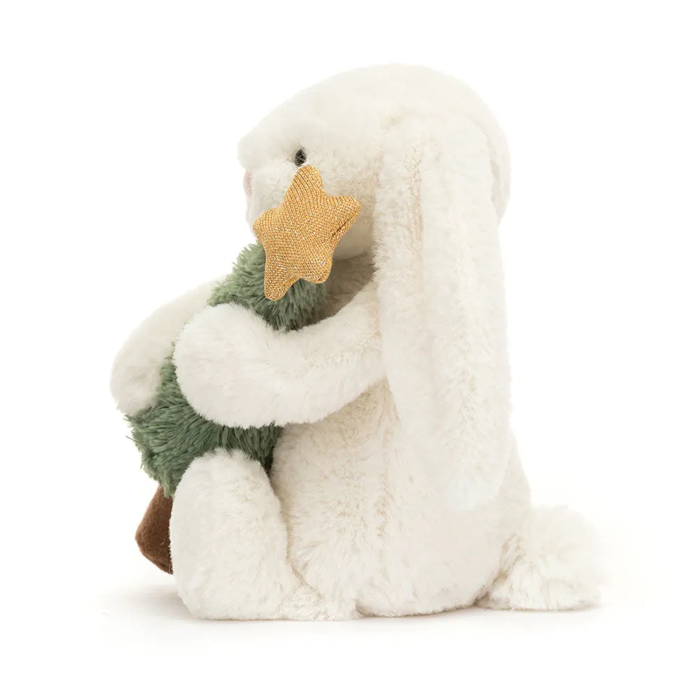 Jellycat Soft Toy Bashful Bunny With Christmas Tree