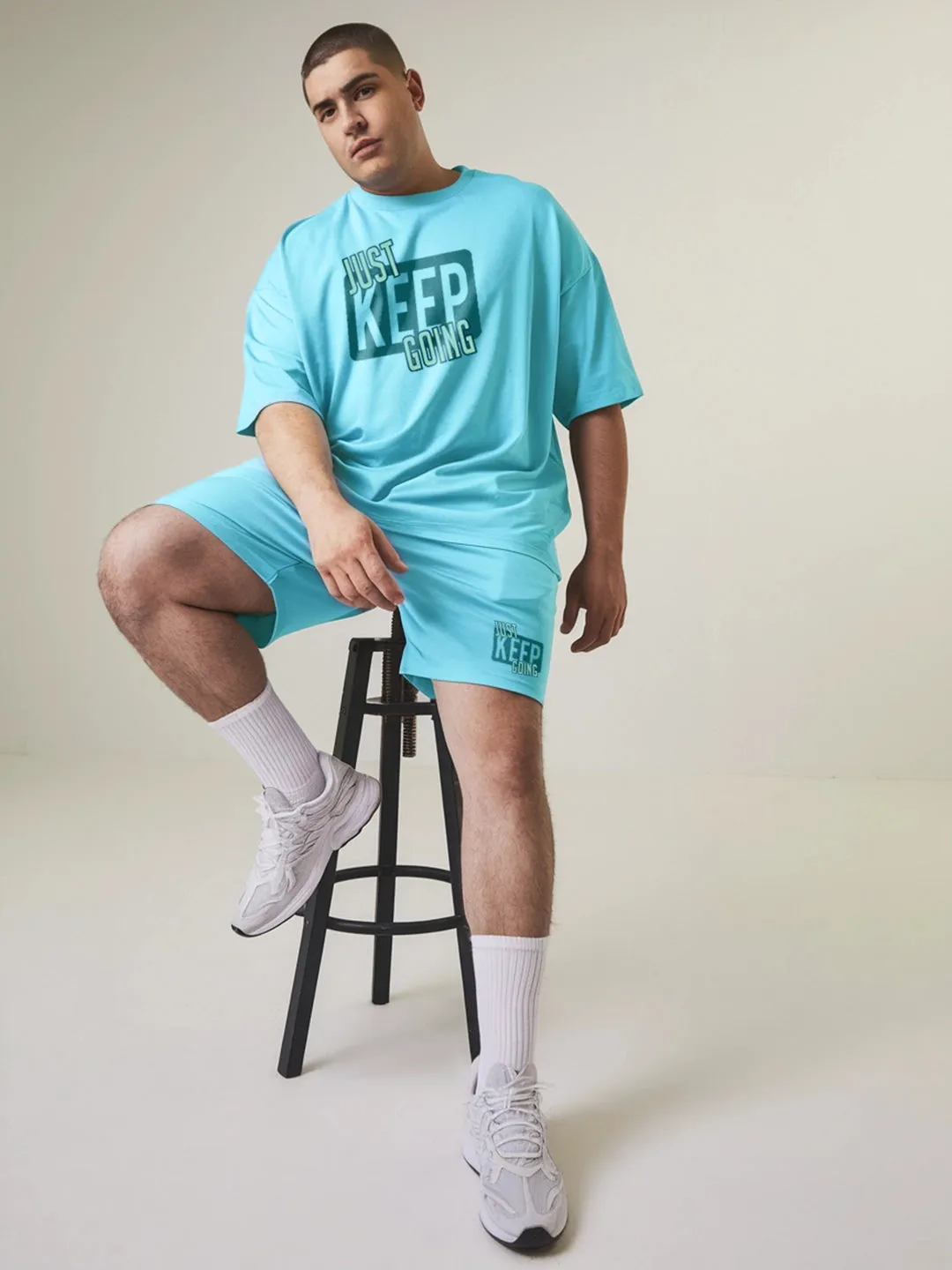 Just Keep Going Cotton Mens T Shirt and Shorts Combo Set