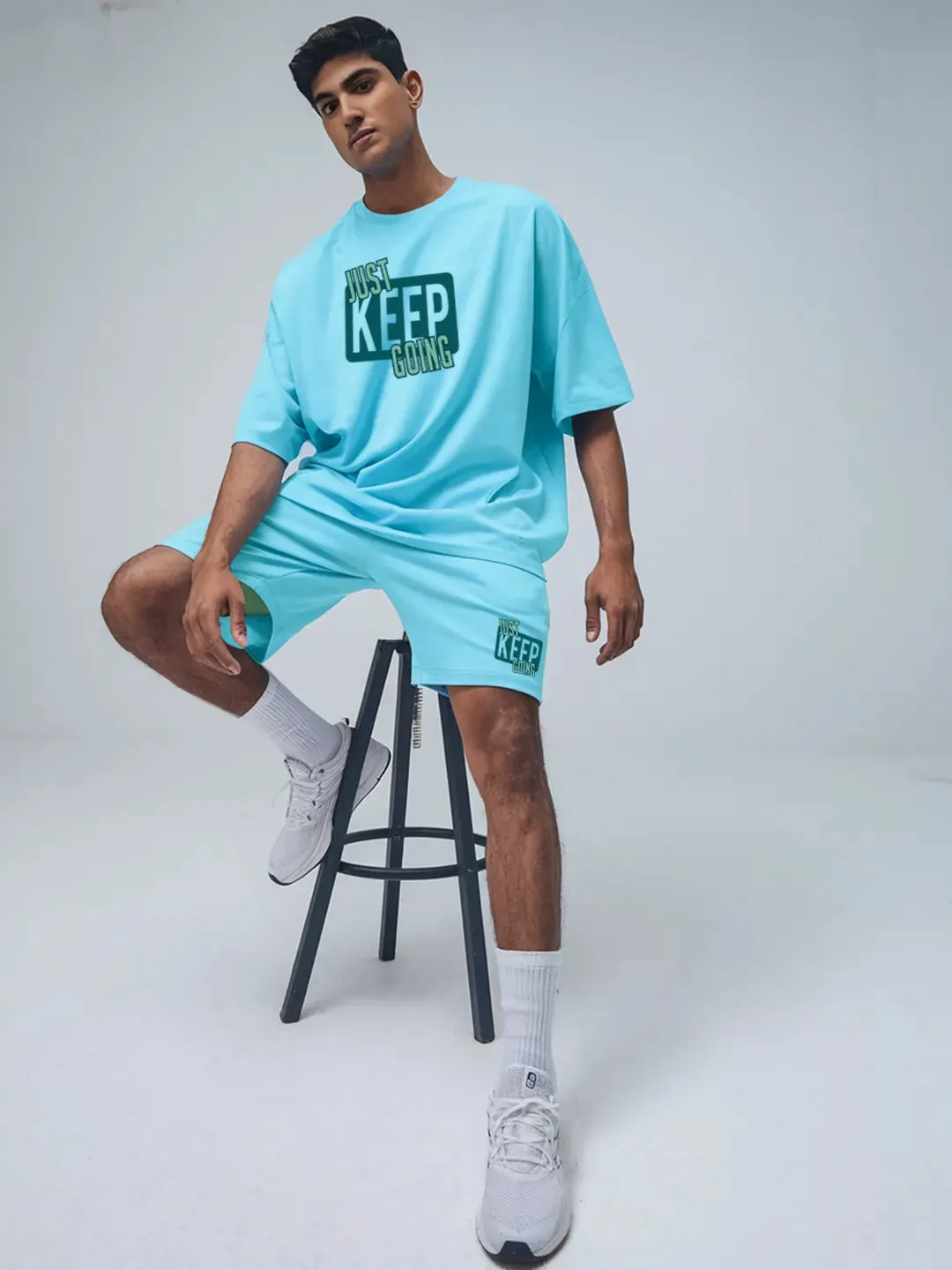 Just Keep Going Cotton Mens T Shirt and Shorts Combo Set