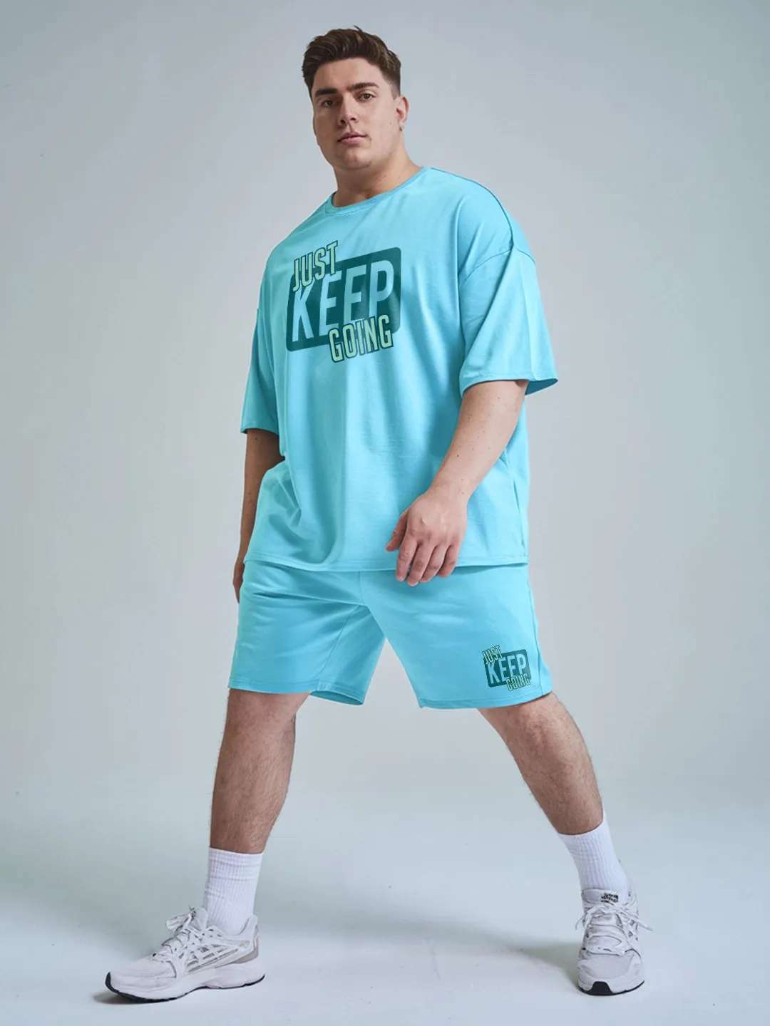 Just Keep Going Cotton Mens T Shirt and Shorts Combo Set