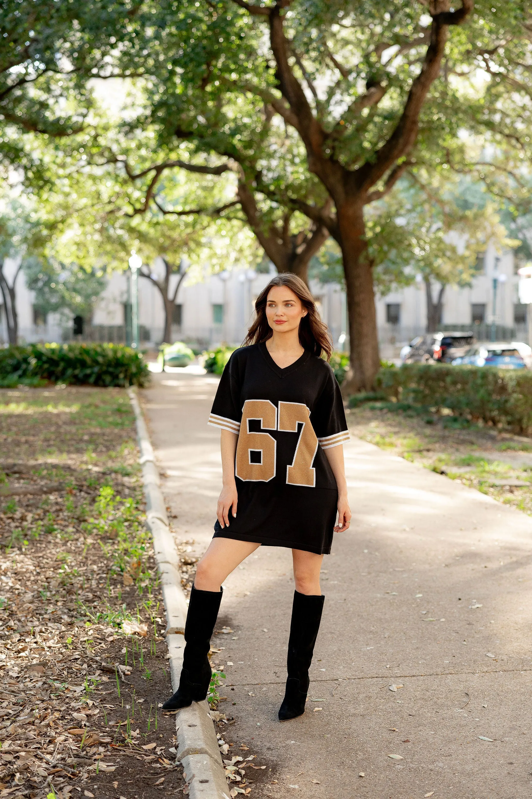 Knit Jersey Dress- Black & Gold