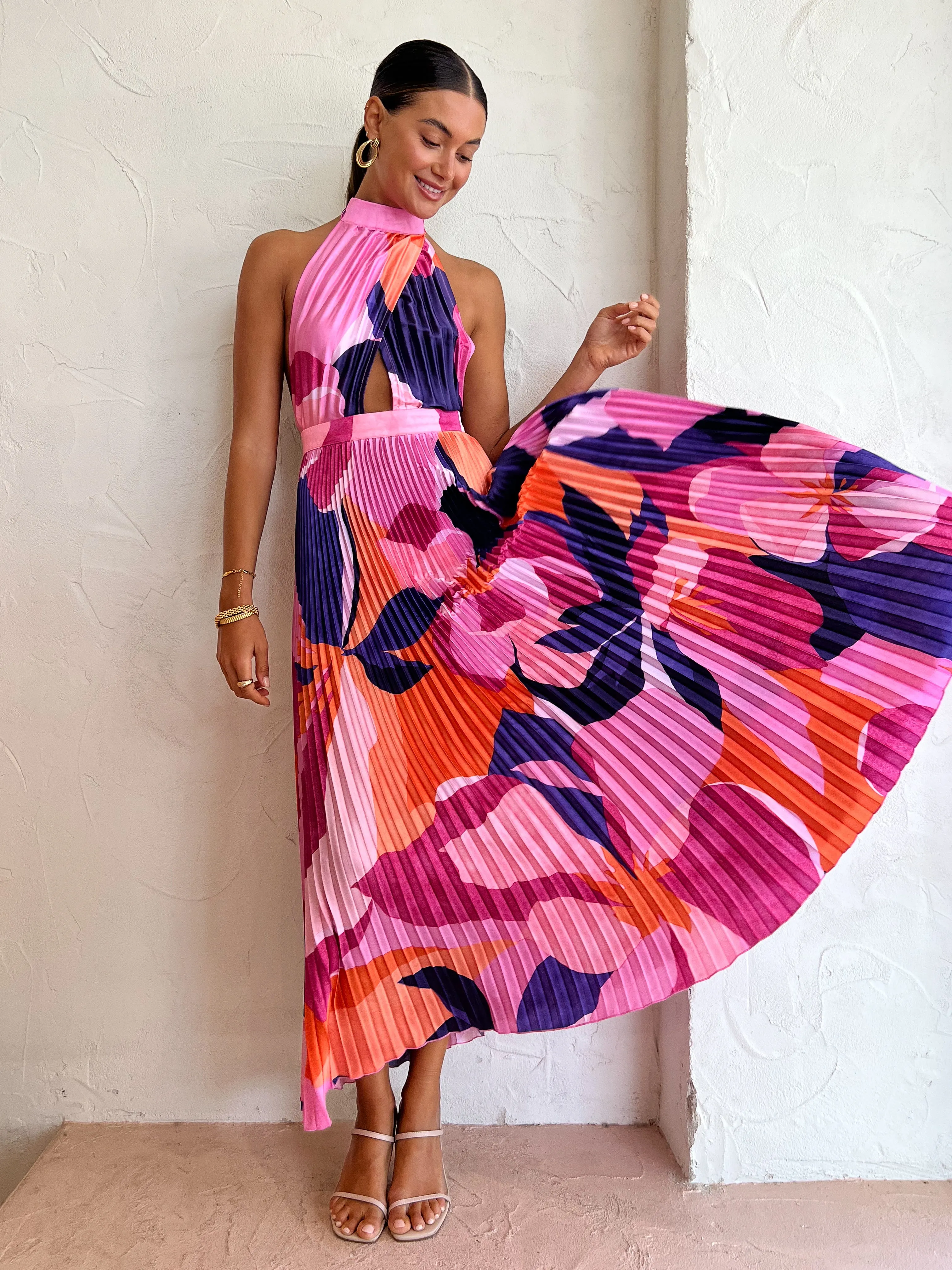 Lidee Renaissance Gown in Capri Print Pink