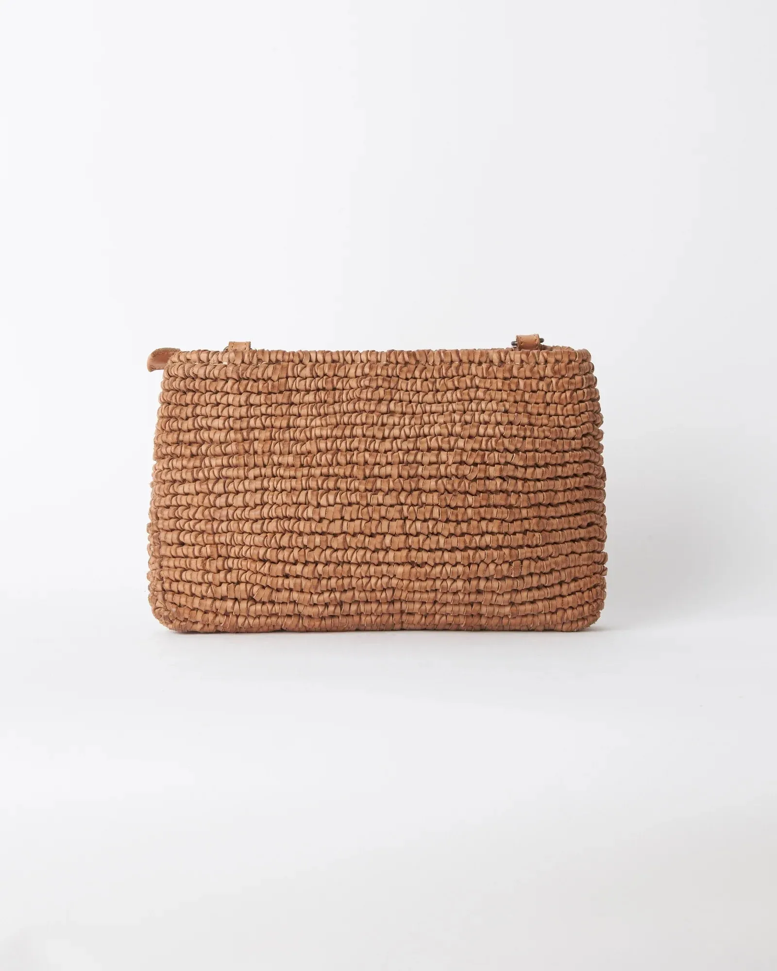 Loop Knit Leather Bag - Tan