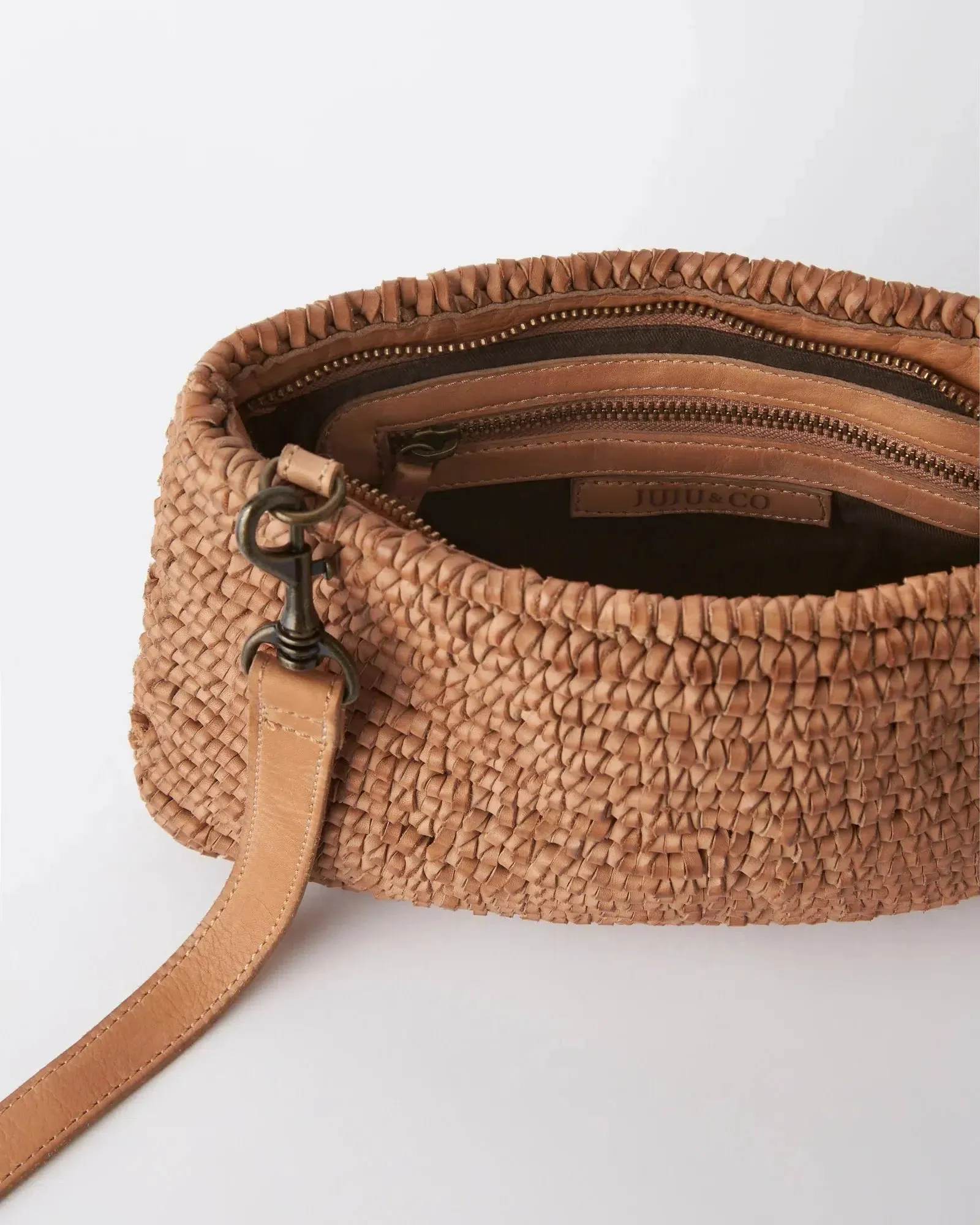 Loop Knit Leather Bag - Tan