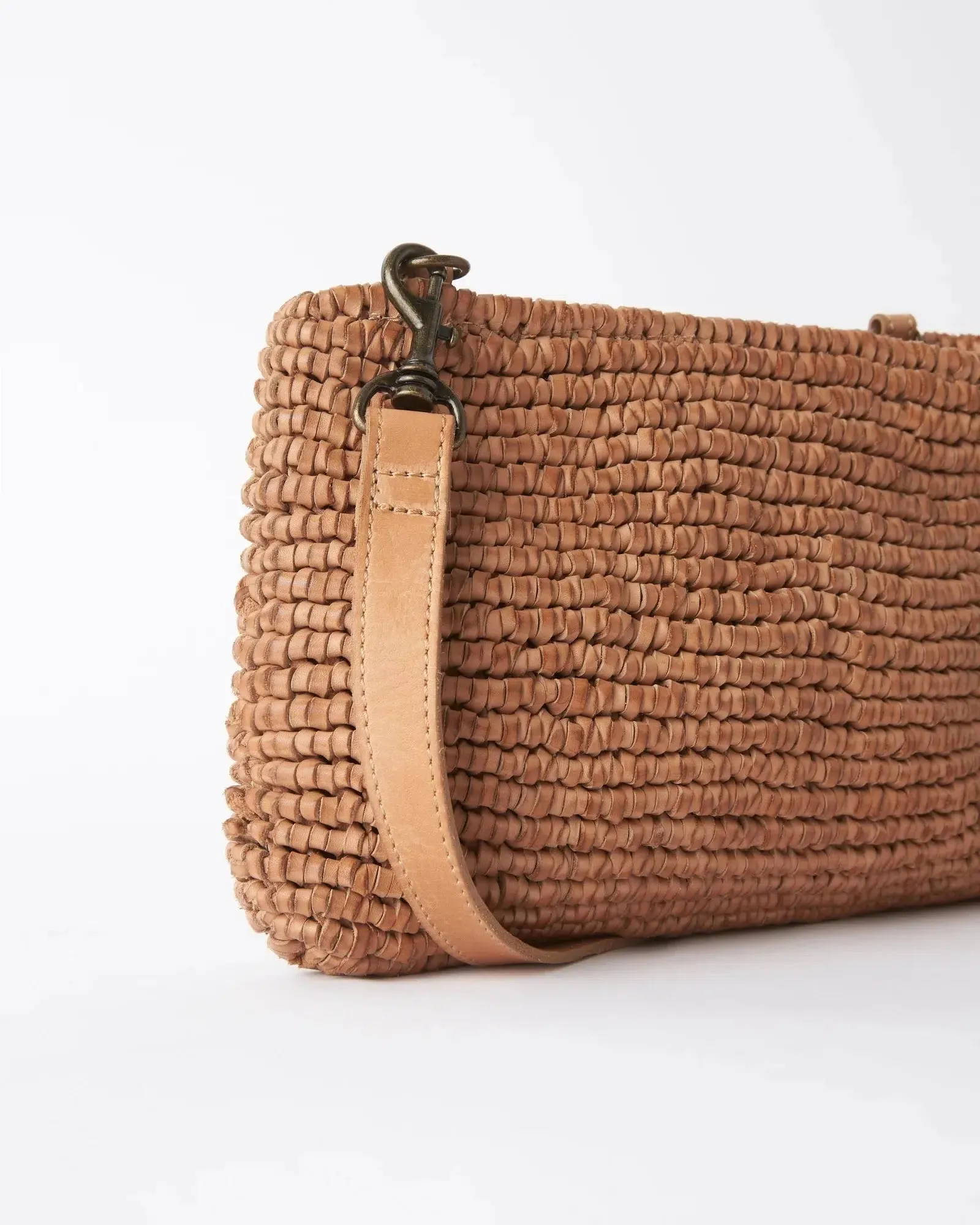 Loop Knit Leather Bag - Tan