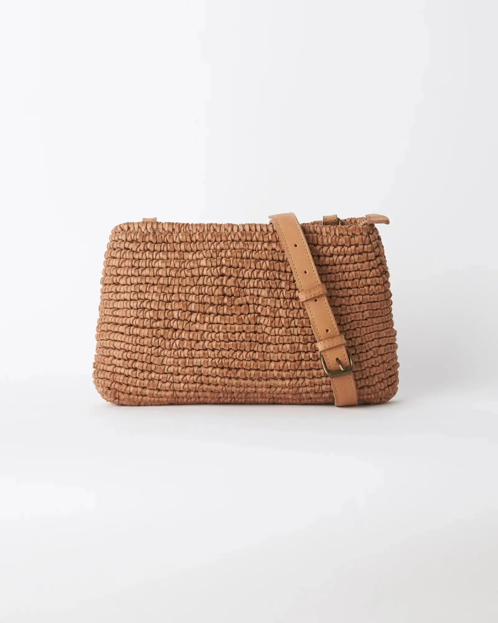 Loop Knit Leather Bag - Tan