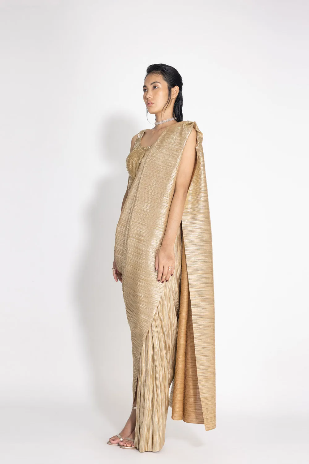Metallic 2.0 Sari with Milkyway Crossover Top